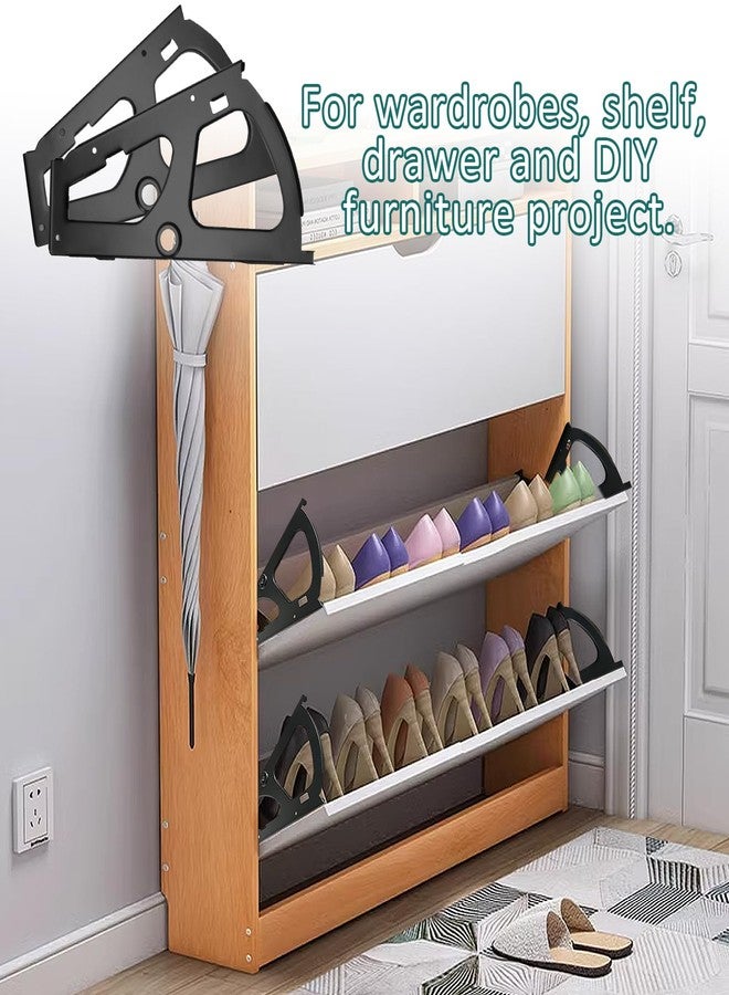 Litoexpe 1 Layers Black Shoes Drawer Cabinet Hinges, Stainless Steel Shoe Cabinet Replacement Fittings Flip Plate Frames Turning Rack Accessory for Home, 1 Pair - Image 4